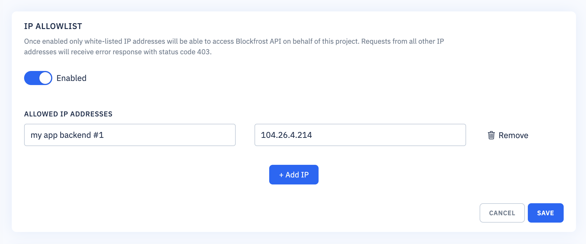 IP allowlist